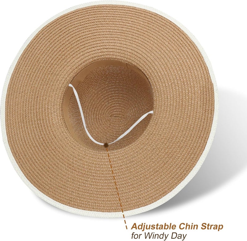 Naivlizer Women Wide Brim Sun Hat UPF50 Straw Summer Hat Floppy Beach Hat Roll-Up - Image 3
